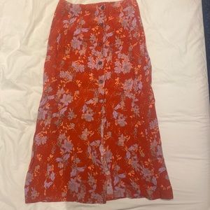 Free People Maxi Skirt Red Floral
